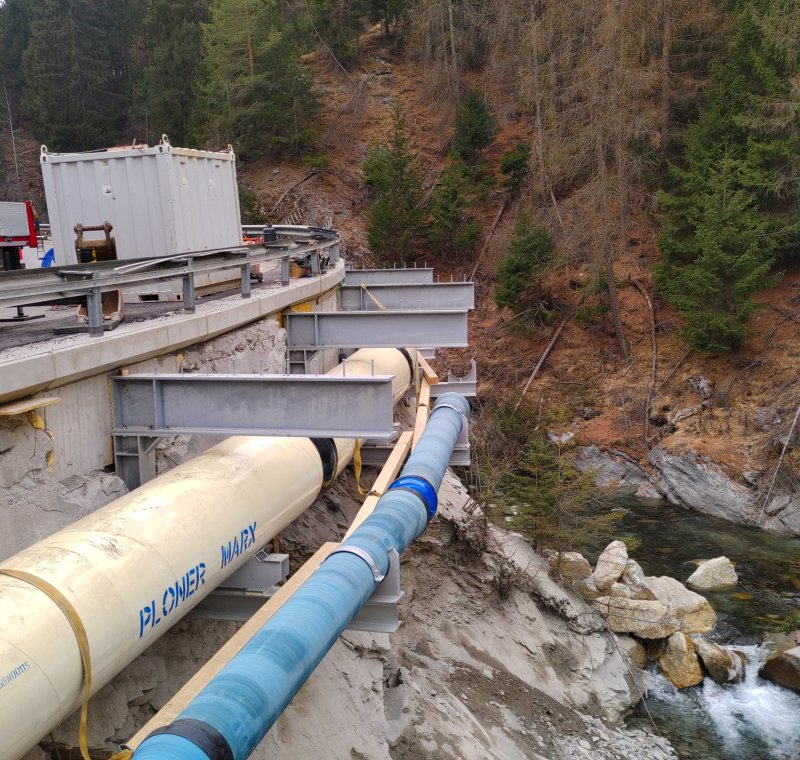 Wasserkraftwerk Suldenbach, Hauptzubringerleitung Beregnungsanlage Prad, Trinkwasserversorgung Prad, Radroute Stilfserjoch, punktuelle Verlegung Staatsstraße SS38