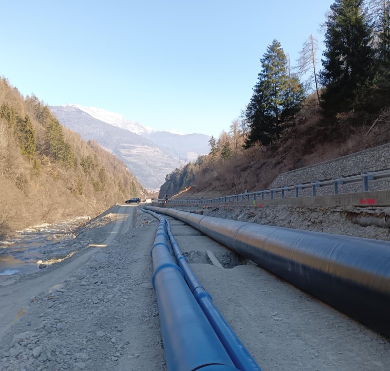 Wasserkraftwerk Suldenbach, Hauptzubringerleitung Beregnungsanlage Prad, Trinkwasserversorgung Prad, Radroute Stilfserjoch, punktuelle Verlegung Staatsstraße SS38